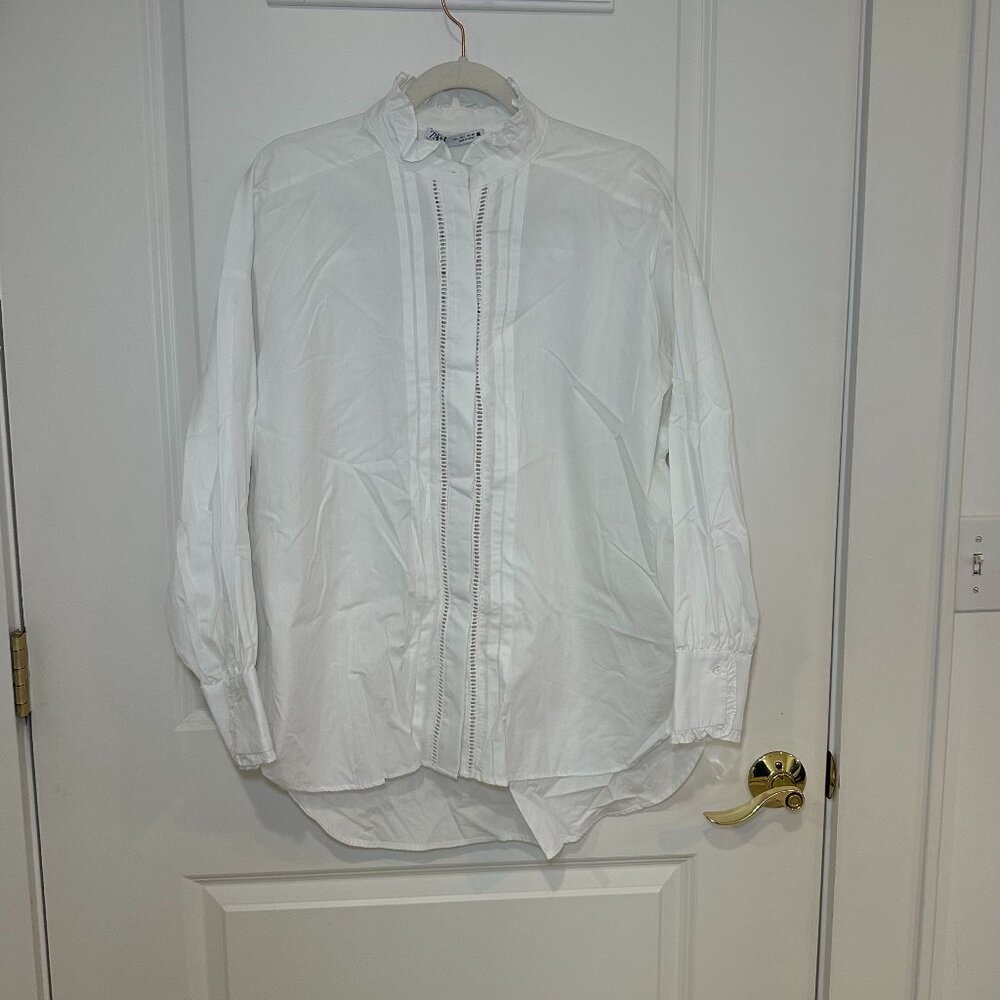 Zara Ruffle Mock Neck Blouse - L